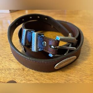 Brighton Brown Leather Belt with Silver Buckle